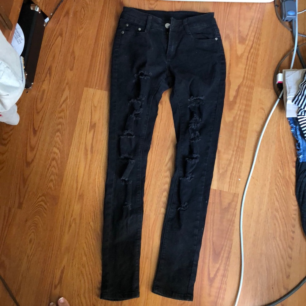 Fashion Nova high waisted black ripped jeans